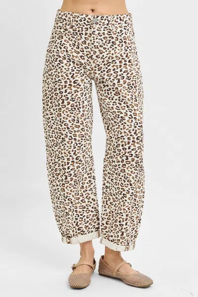 Risen Wild & True Barrel Cuffed Jeans In Animal Print In Multi