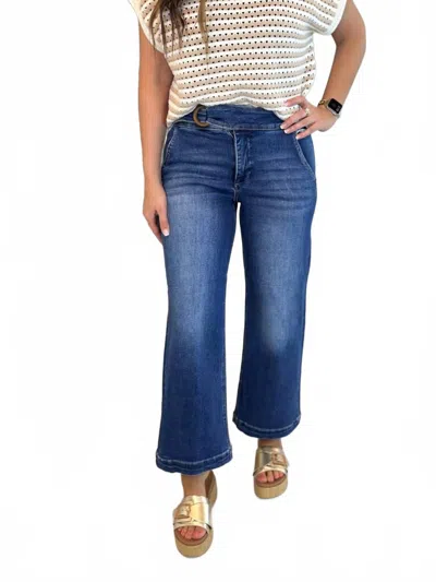 Risen Willa Crop Wide Leg Jean In Dark Wash In Blue