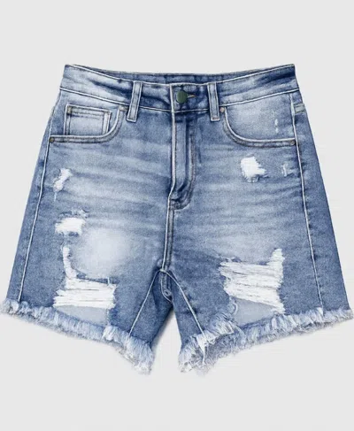 Risen Women's Amara High Rise Distressed Shorts In Light Wash In Blue