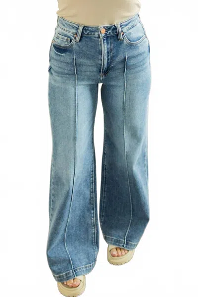 Risen Women's Blanche High Rise Wide Leg Pintuck Jeans - Plus In Blue