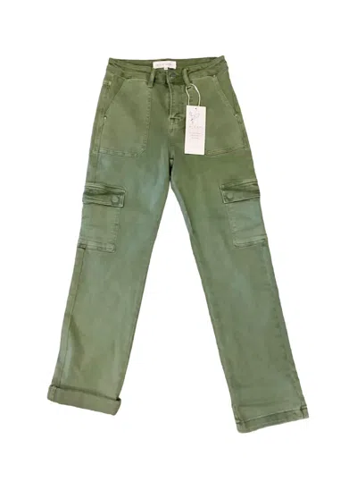 Risen Women's Cargo Jeans In Olive In Green