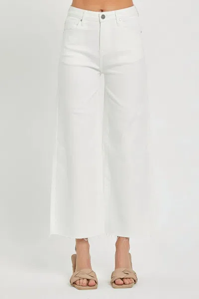 Risen Women's Crop Wide Legs Pants In White In Multi