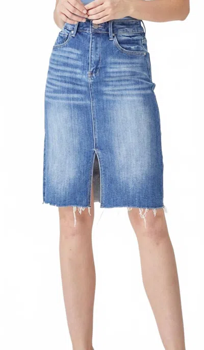 RISEN WOMEN'S DENIM PENCIL SKIRT IN BLUE