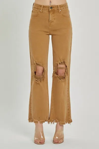 Risen Women's Distressed Straight In Plus In Mocha Brown In Multi