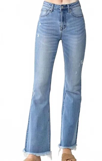 Risen Women's High Ride Vintage Frayed Hem Bootcut Jeans In Light Blue