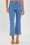 Risen Women's High Rise Ankle Bootcut In Plus In Blue In Blue