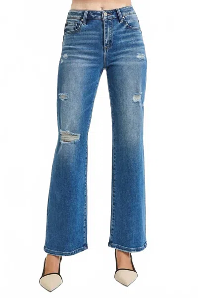 Risen Women's High Rise Ankle Straight Jeans In Blue