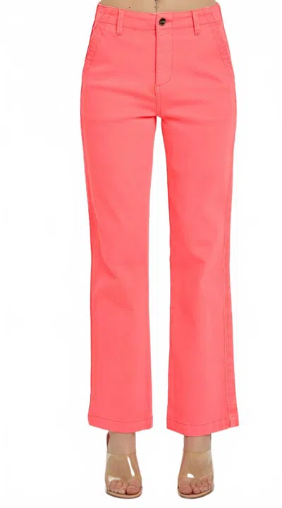 Risen Women's High Rise Ankle Twill Pants In Coral Pink In Multi