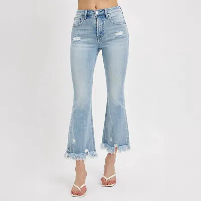 Risen Women's High Rise Crop Flare Straight Leg Jeans In Light In Blue