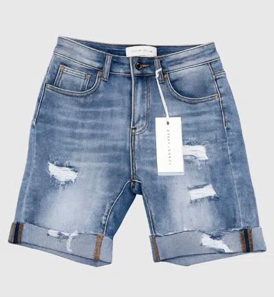Risen Women's Josey Ray High Rise Distressed Long Shorts In Blue In Transparent