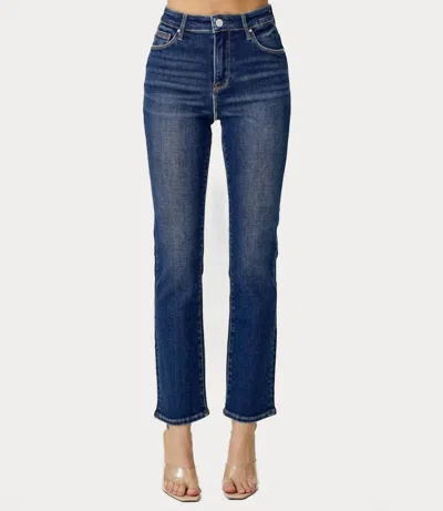 Risen Women's Mandie Curvy Mid Rise Ankle Straight Slim Jeans In Blue