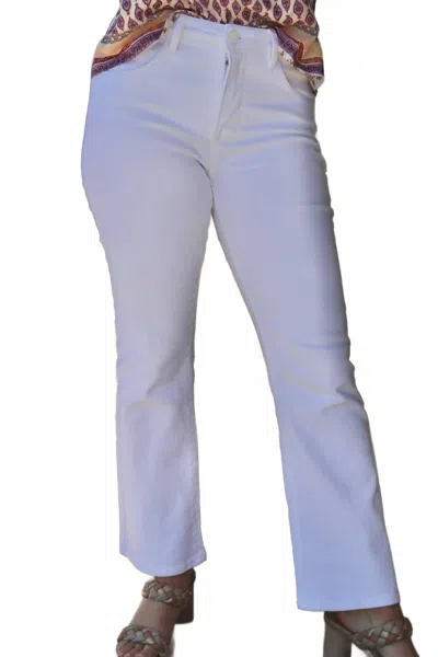 Risen Women's Mid Rise Ankle Boot Cut Jeans In White