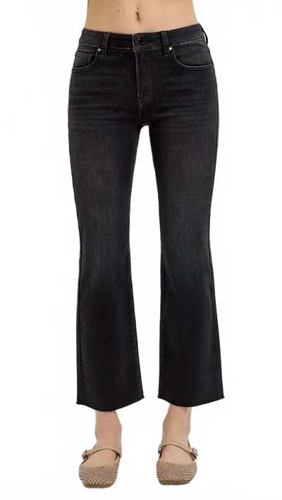 Risen Women's Mid Rise Tummy Control Crop Straight Jeans In Black
