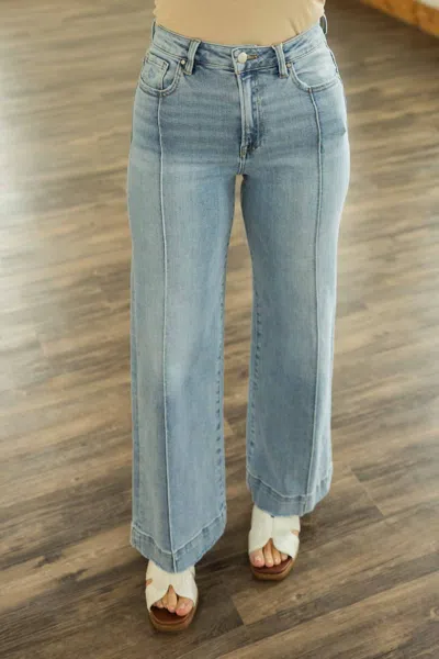 RISEN WOMEN'S NANCY HIGH RISE CROPPED WIDE LEG JEANS - PLUS IN BLUE