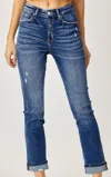 Risen Women's Plus Size Cuffed Jeans In Blue In Blue