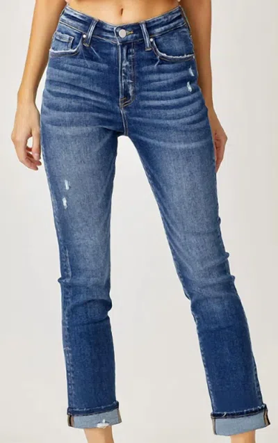 Risen Women's Plus Size Cuffed Jeans In Blue