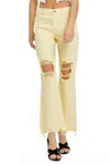 Risen Women's Seasons High Rise Pull On Flare Jeans In Yellow In Yellow