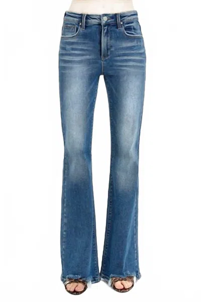 Risen Women's Tummy Control Flare Jeans In Medium Wash In Blue