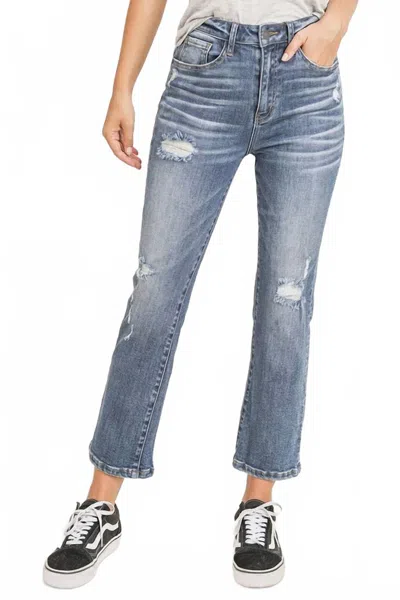 Risen Women's Vintage Washed Straight Jeans In Blue
