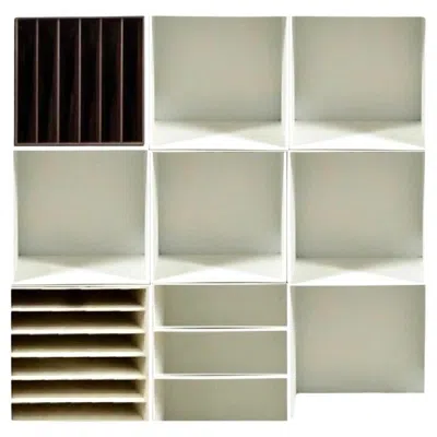 Pre-owned Ristomatti Ratia Vintage Palaset Palanox Modular Storage Box Set Of 9, White Brown Finland, 1972