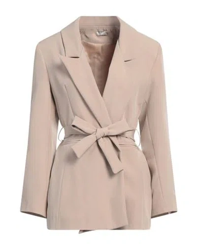 Rita Levi Cashmere Woman Blazer Beige Size 12 Polyester, Elastane
