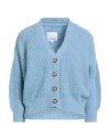 Rita Row Woman Cardigan Light Blue Size M Virgin Wool, Viscose, Recycled Polyamide, Cashmere