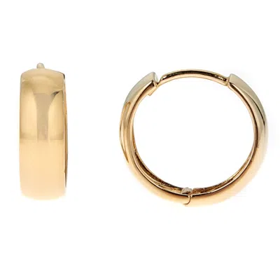 Pre-owned Rita Stephens 14k Yellow Or White Gold Shiny Round Huggies Hoops Earrings 4.5x15mm