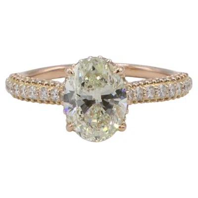 Pre-owned Ritani Gia Certified 1.60 Carat K Si1 Oval Natural Diamond Rose Gold Engagement Ring In Red