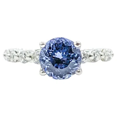 Pre-owned Ritani Refined Blue Sapphire & Diamond Ring In Platinum