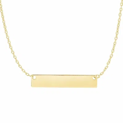 Pre-owned Ritastephens 14k Real Yellow Gold Bar Charm Personalized Necklace 18"