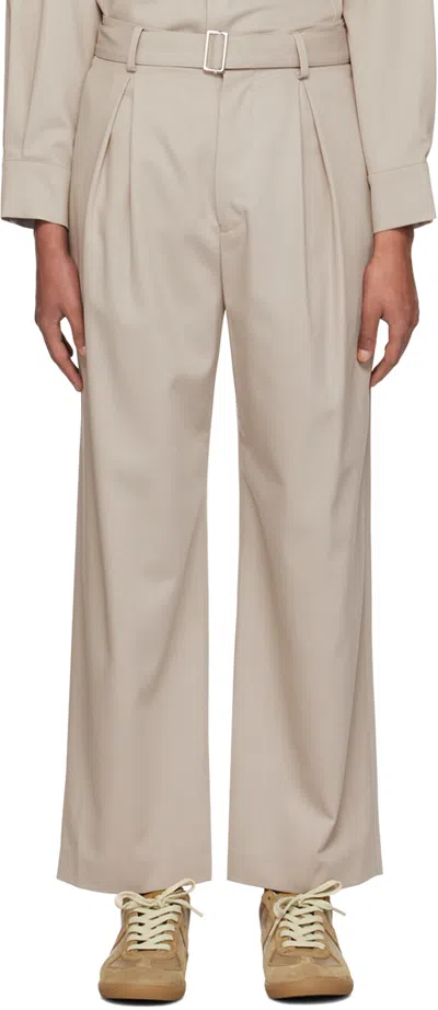 Rito Structure Gray Inverted Pleats Trousers In Grey