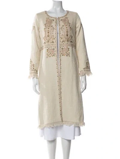 Pre-owned Ritu Kumar Floral Print Coat In Neutral