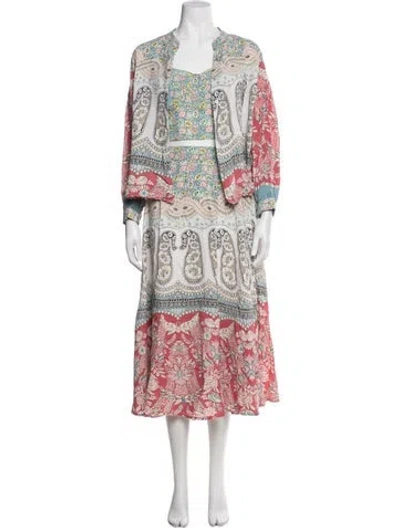 Pre-owned Ritu Kumar Paisley Print Skirt Set In Multi