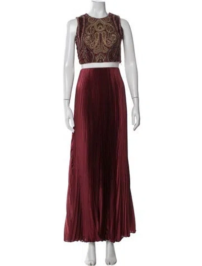 Pre-owned Ritu Kumar Pleated Accents Skirt Set In Red