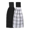 Ritz 2-pc. Solid And Multi Kitchen Tie Towel Set In Black
