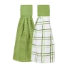 Ritz 2-pc. Solid And Multi Kitchen Tie Towel Set In Green