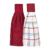 Ritz 2-pc. Solid And Multi Kitchen Tie Towel Set In Red