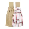 Ritz 2-pc. Solid And Multi Kitchen Tie Towel Set In Sand