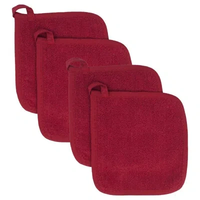 Ritz Cotton Potholder Set In Paprika Red