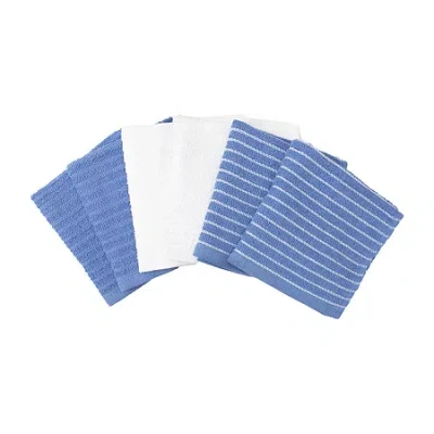 Ritz Stripe Bar Mop Cloth Light 6-pc. Dish Cloth Set In Blue