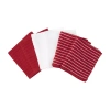 Ritz Stripe Bar Mop Cloth Light 6-pc. Dish Cloth Set In Red