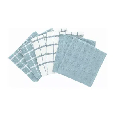 Ritz Terry 6-pc. Solid And Check Dish Cloth Set In Blue