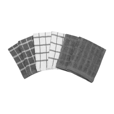 Ritz Terry 6-pc. Solid And Check Dish Cloth Set In Gray