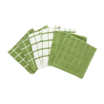 Ritz Terry 6-pc. Solid And Check Dish Cloth Set In Green