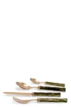 Rivadossi Set Of 24 Cutlery 'bamboo' In Green