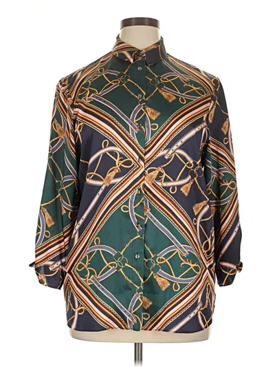 Pre-owned River Island 3/4 Sleeve Blouse In Green