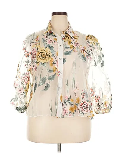 Pre-owned River Island 3/4 Sleeve Blouse In Ivory