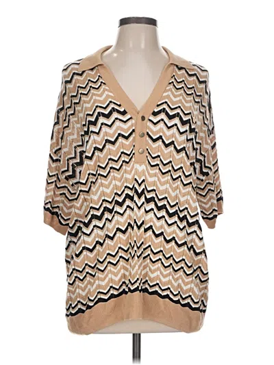 Pre-owned River Island 3/4 Sleeve Blouse In Tan