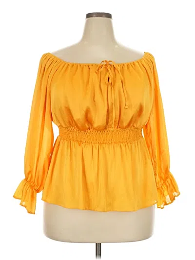 Pre-owned River Island 3/4 Sleeve Blouse In Yellow