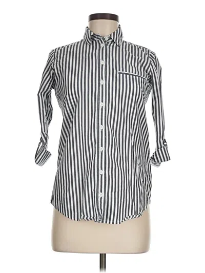 Pre-owned River Island 3/4 Sleeve Button Down Shirt In Gray